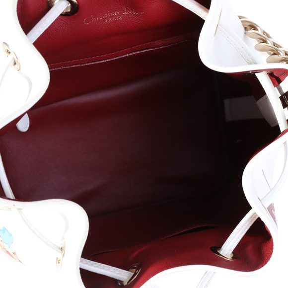 Dior White Calfskin & Multicolor Python Appliqué Paradise Bubble Bucket Bag - Picture 4 of 8